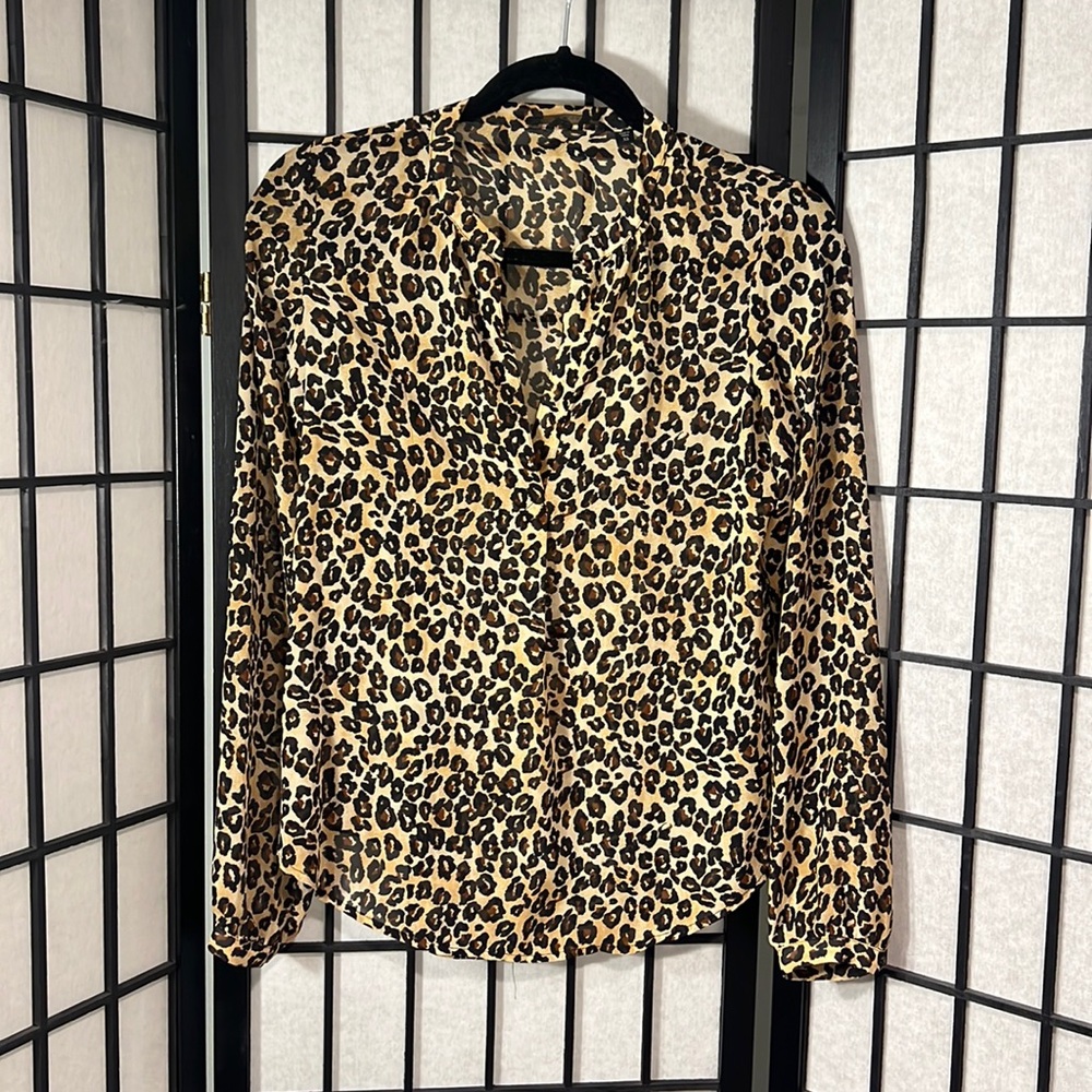 Guess Sheer Leopard Print Blouse — Size XS